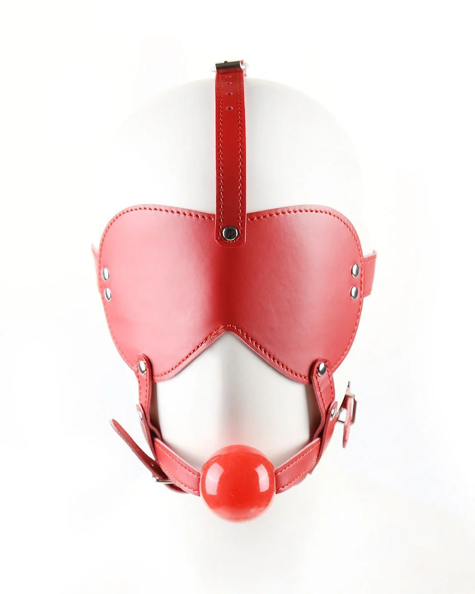 Blind Trust Gag Leather Bondage Mask with Ball Gag & Blindfold - Image 7